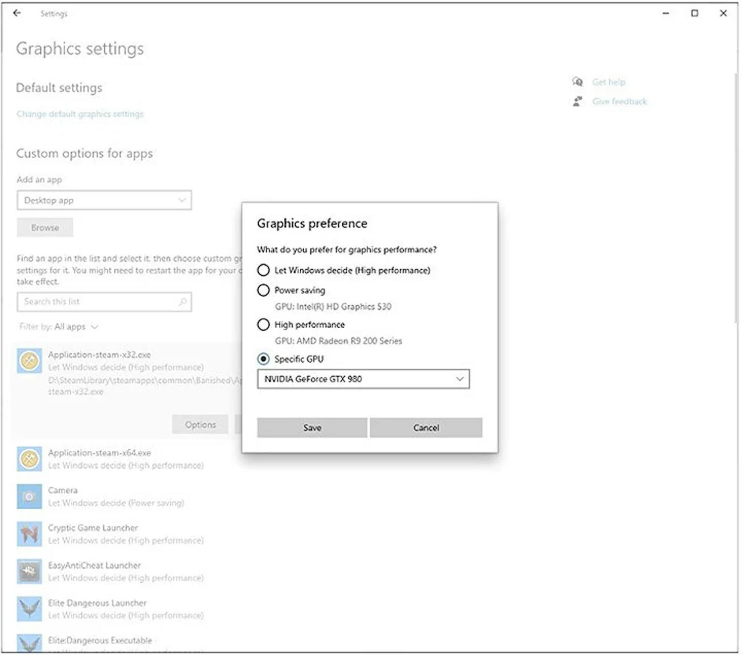 Skjermkort Velg skjermkort selv i Windows 10 21H2